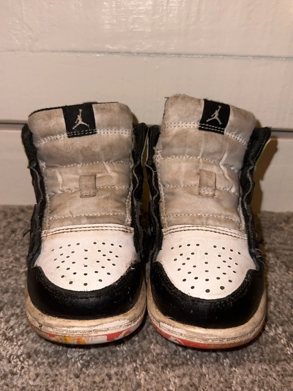 Nike Kids High-Top Sneakers in Black, White and Orange with Multicolor Accent